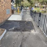 During image of asphalt cut & replace repair for Evolve FM at Mascot Public School, New South Wales
